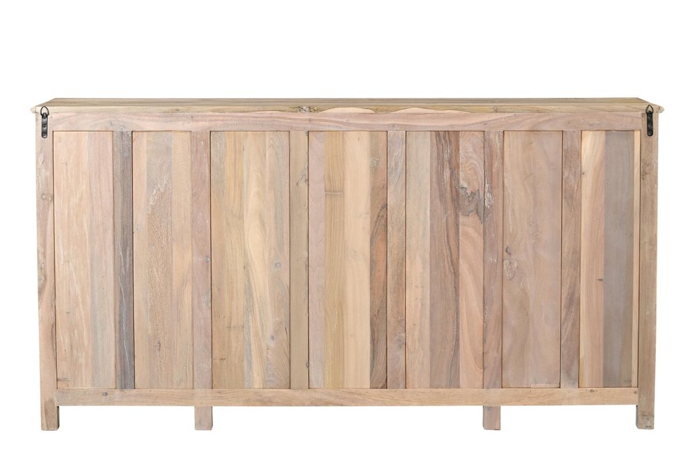 Natural Distressed Solid Wood Carved Floral Sideboard with Four Doors - 74-inch