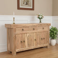 Natural Solid Wood Three Drawer Sideboard with Five Doors - 72-inch