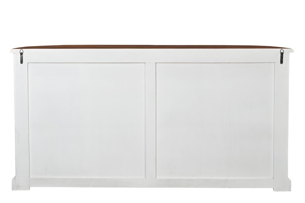 White and Brown Solid Wood Carved Geometric Four Drawer Four Door Sideboard
