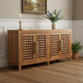 Brown Solid Wood Carved Geometric Sideboard with Four Doors - 71-inch
