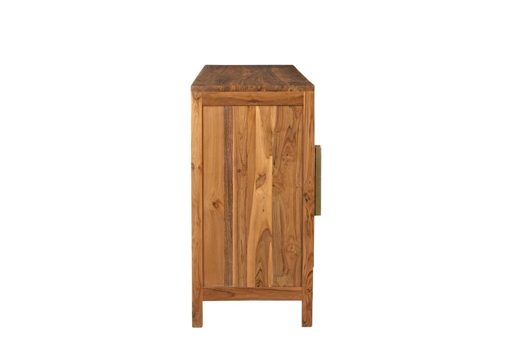 Brown Solid Wood Carved Geometric Sideboard with Four Doors - 71-inch