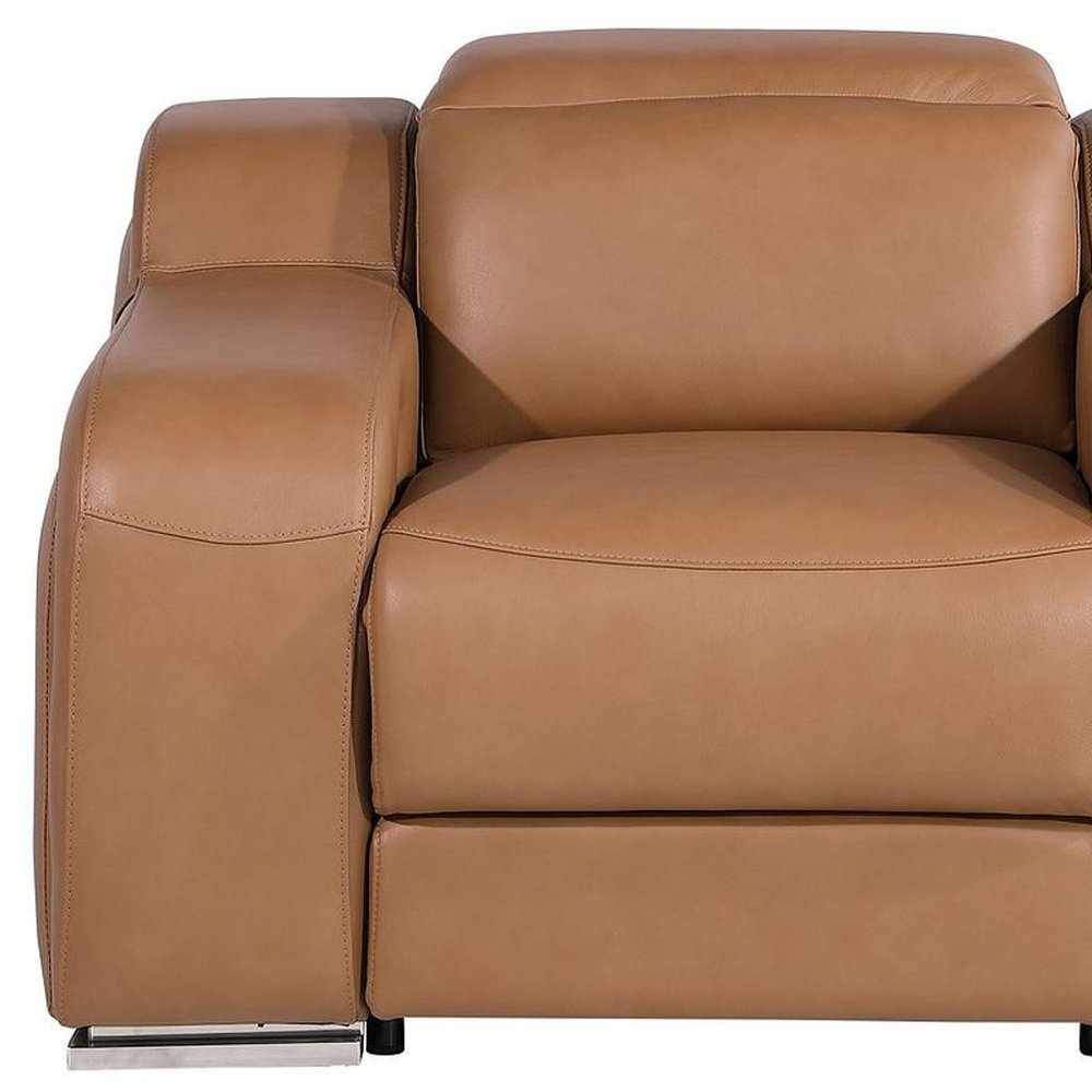 Black Italian Leather Wall Hugger Recliner with USB - 41-inch