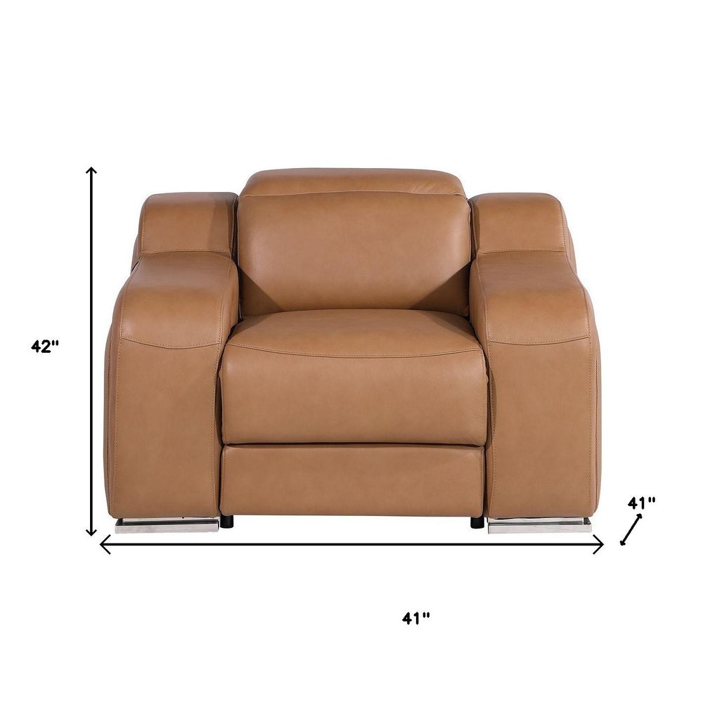 Black Italian Leather Wall Hugger Recliner with USB - 41-inch