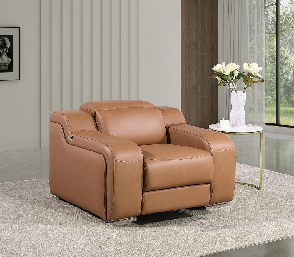 Black Italian Leather Wall Hugger Recliner with USB - 41-inch