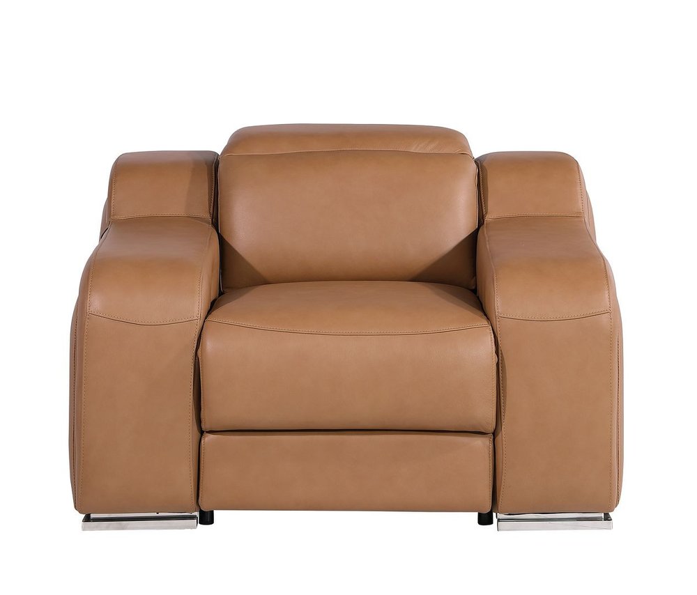 Black Italian Leather Wall Hugger Recliner with USB - 41-inch