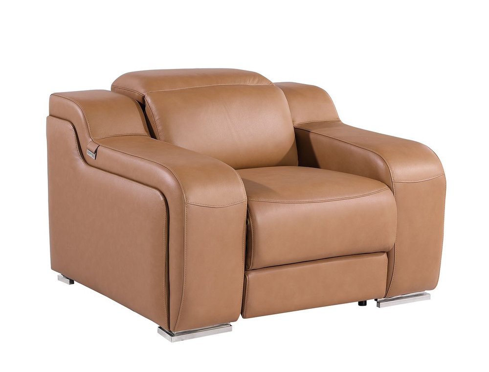 Black Italian Leather Wall Hugger Recliner with USB - 41-inch