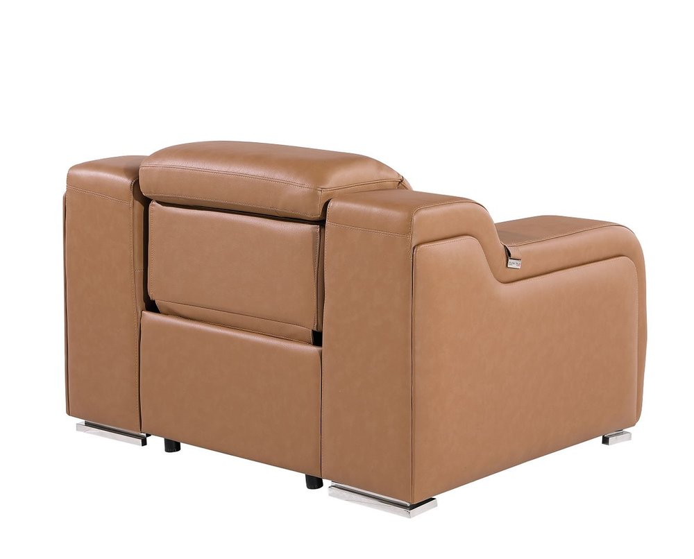 Black Italian Leather Wall Hugger Recliner with USB - 41-inch