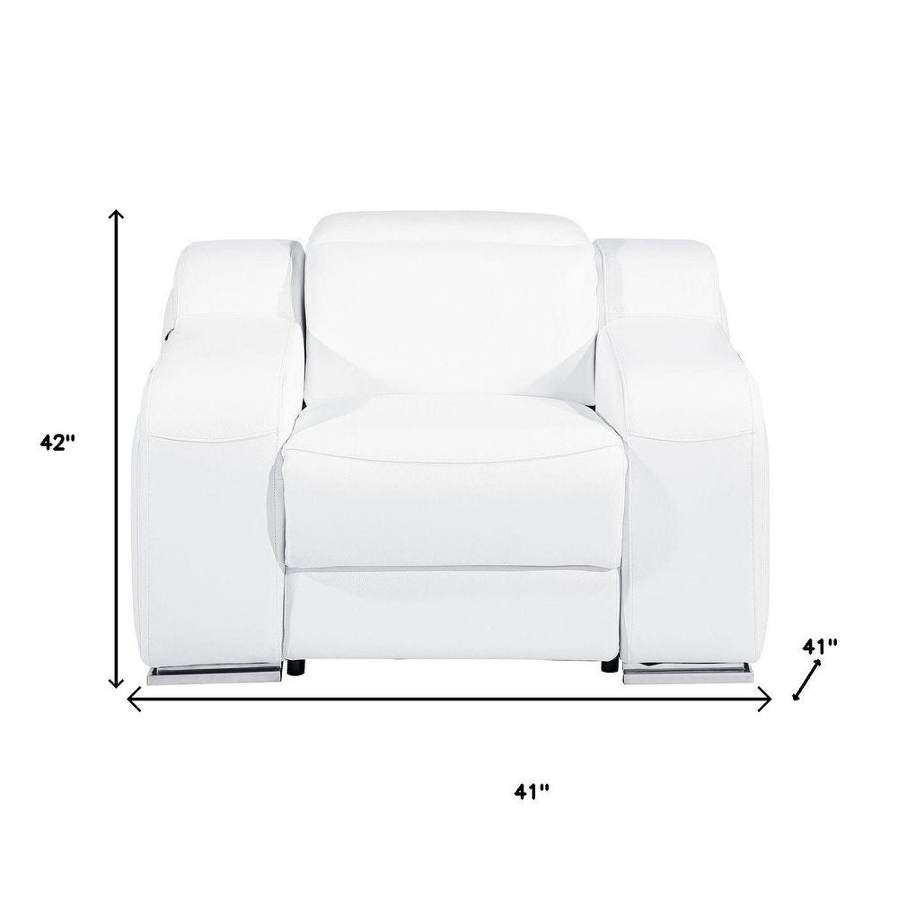 Black Italian Leather Wall Hugger Recliner with USB - 41-inch