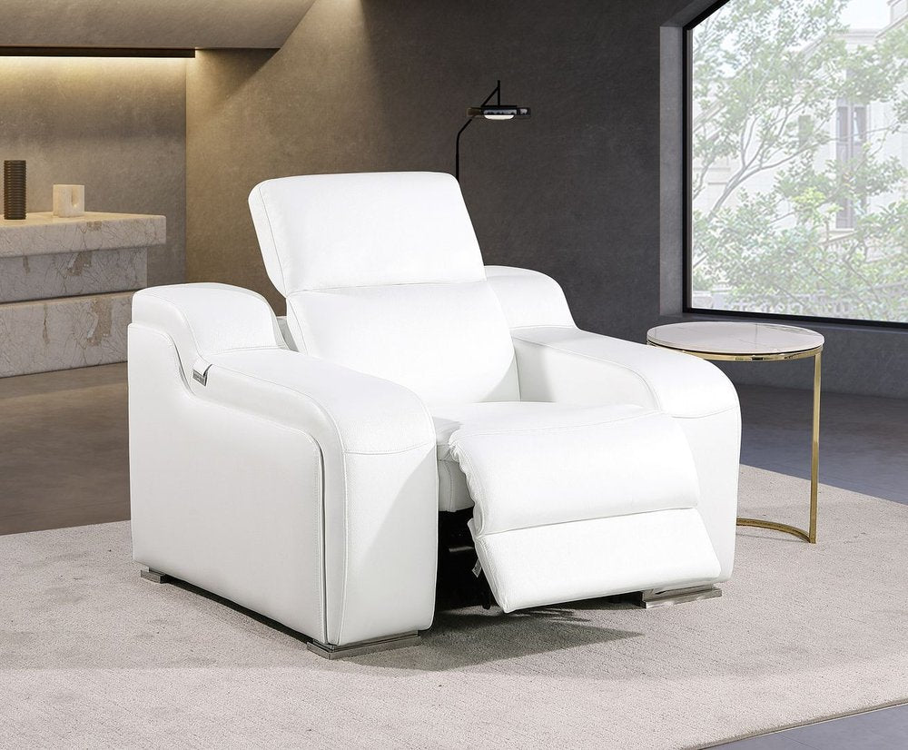Black Italian Leather Wall Hugger Recliner with USB - 41-inch