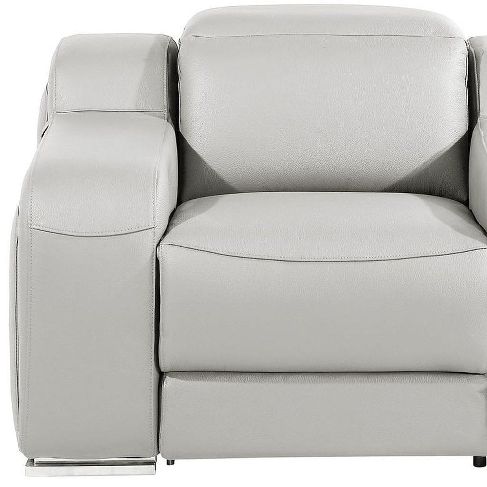 Black Italian Leather Wall Hugger Recliner with USB - 41-inch