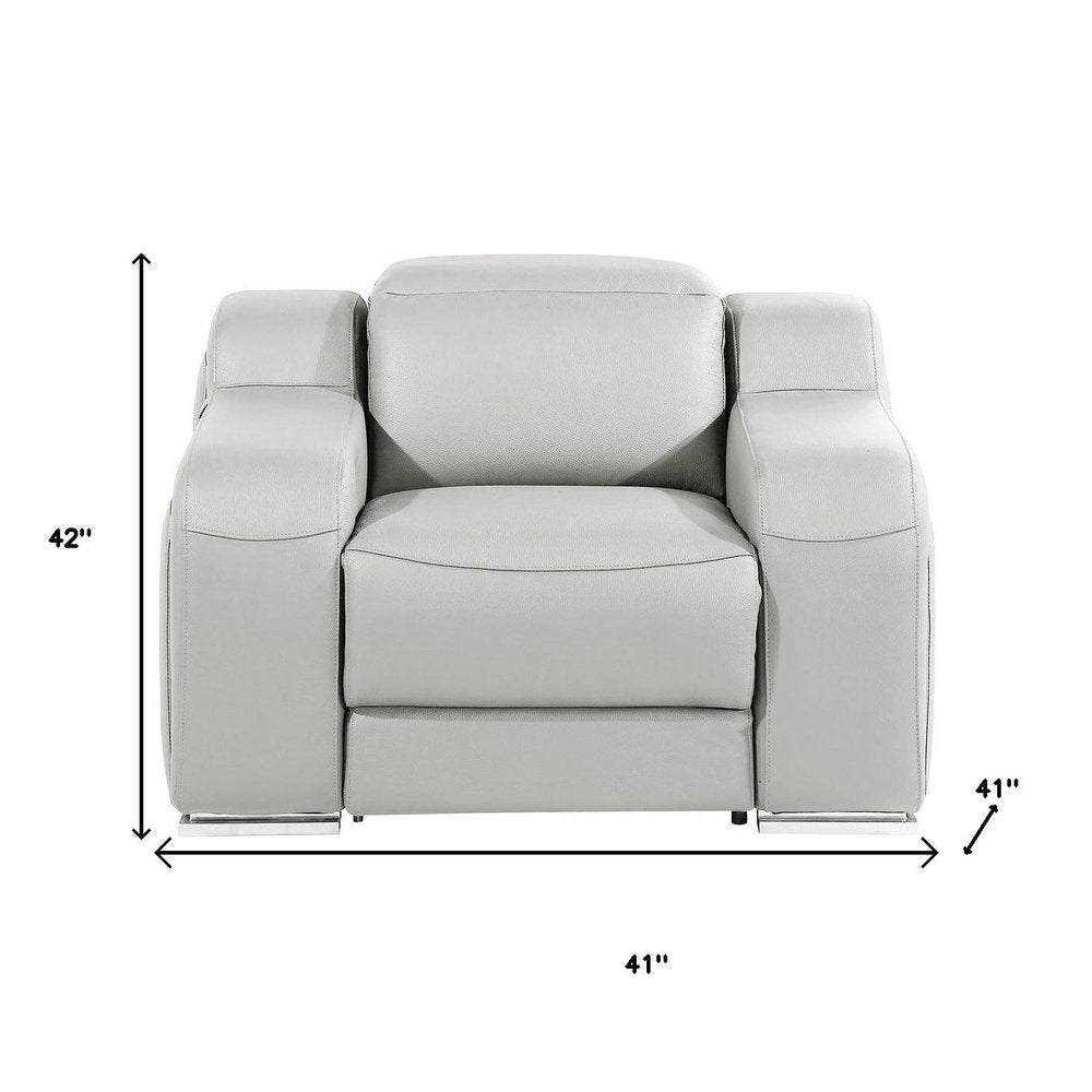 Black Italian Leather Wall Hugger Recliner with USB - 41-inch