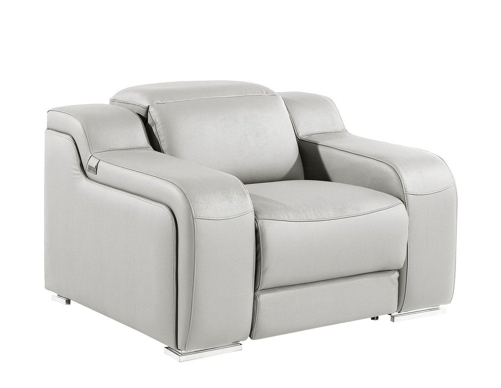 Black Italian Leather Wall Hugger Recliner with USB - 41-inch