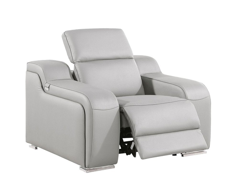 Black Italian Leather Wall Hugger Recliner with USB - 41-inch