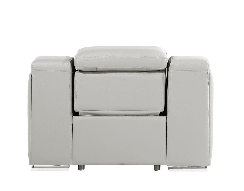 Black Italian Leather Wall Hugger Recliner with USB - 41-inch