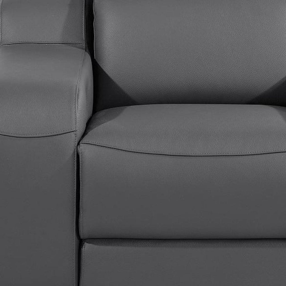 Black Italian Leather Wall Hugger Recliner with USB - 41-inch