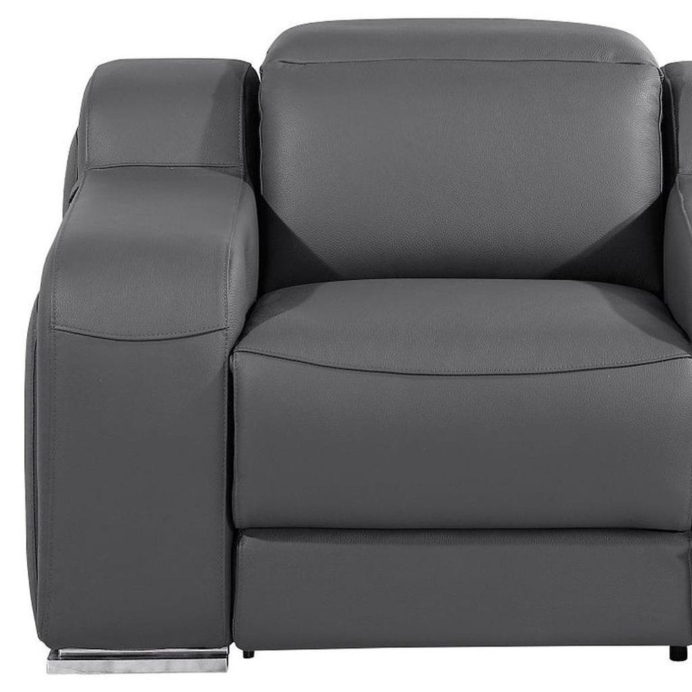 Black Italian Leather Wall Hugger Recliner with USB - 41-inch