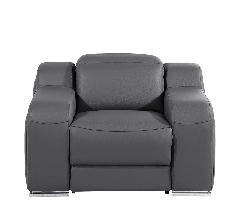 Black Italian Leather Wall Hugger Recliner with USB - 41-inch