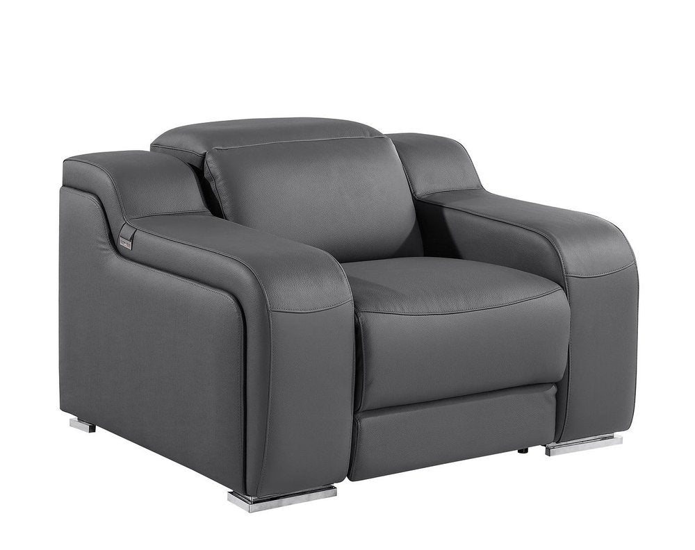 Black Italian Leather Wall Hugger Recliner with USB - 41-inch