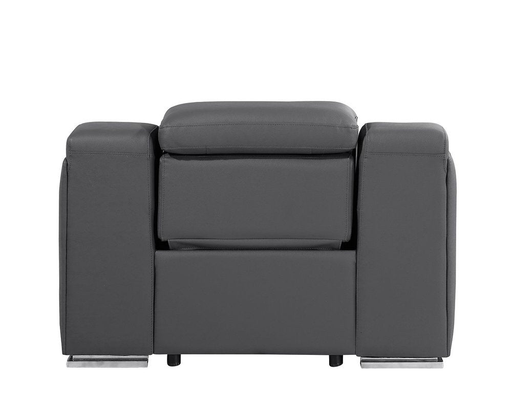 Black Italian Leather Wall Hugger Recliner with USB - 41-inch