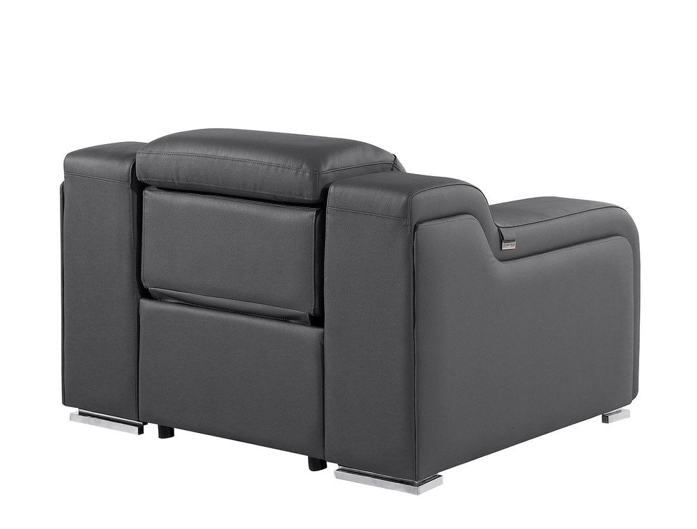 Black Italian Leather Wall Hugger Recliner with USB - 41-inch
