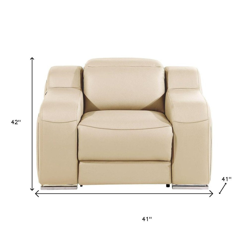 Black Italian Leather Wall Hugger Recliner with USB - 41-inch