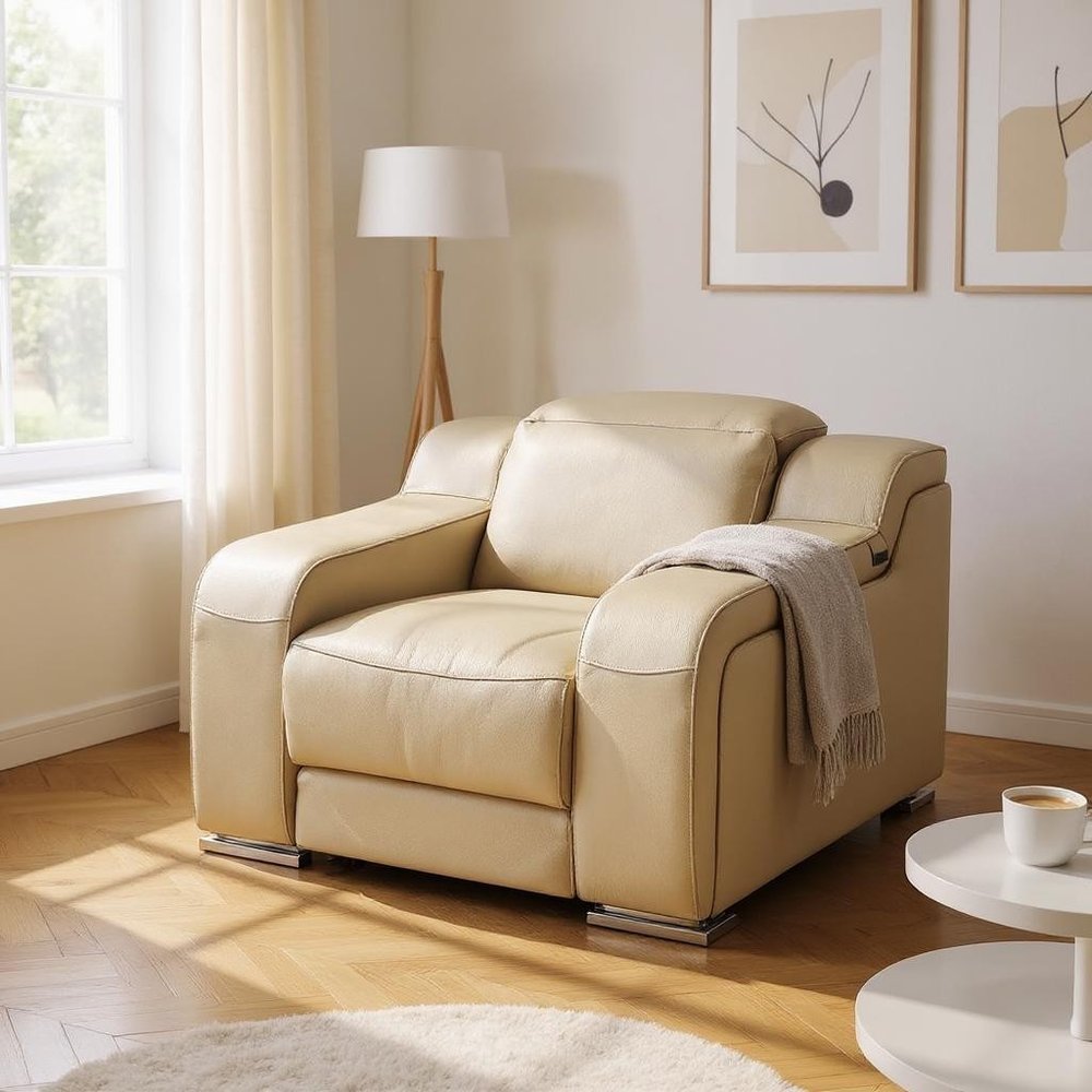 Black Italian Leather Wall Hugger Recliner with USB - 41-inch
