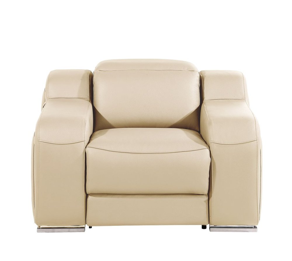 Black Italian Leather Wall Hugger Recliner with USB - 41-inch