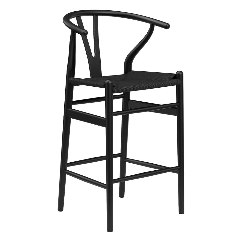 Black Solid Wood Counter Height Bar Chair - 27-inch