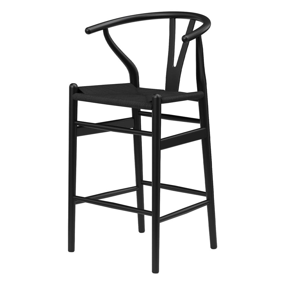 Black Solid Wood Counter Height Bar Chair - 27-inch
