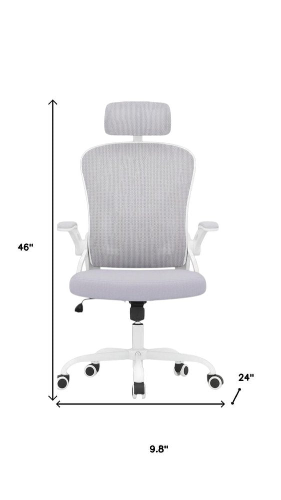 Gray White and Black Adjustable Height Swivel Rolling Office Chair