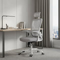 Gray White and Black Adjustable Height Swivel Rolling Office Chair