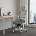 Gray White and Black Adjustable Height Swivel Rolling Office Chair