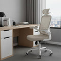 Beige White and Black Adjustable Height Swivel Rolling Office Chair