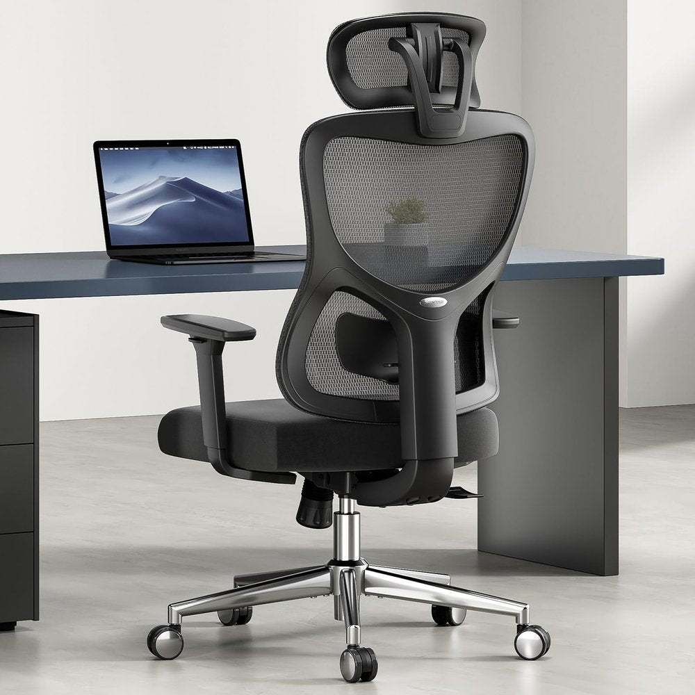 Black and Silver Adjustable Height Swivel Rolling Office Chair