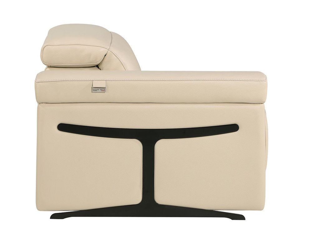 Beige Italian Leather Power Reclining U Shaped Ten Piece Corner Sectional with Console