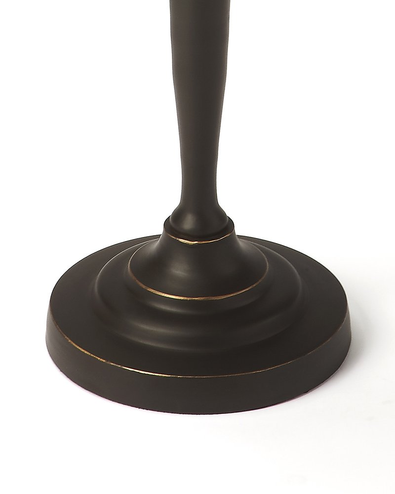 Black Aluminum Round Drink Size Pedestal End Table - 22-inch