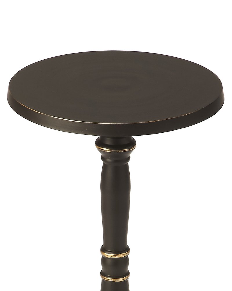 Black Aluminum Round Drink Size Pedestal End Table - 22-inch