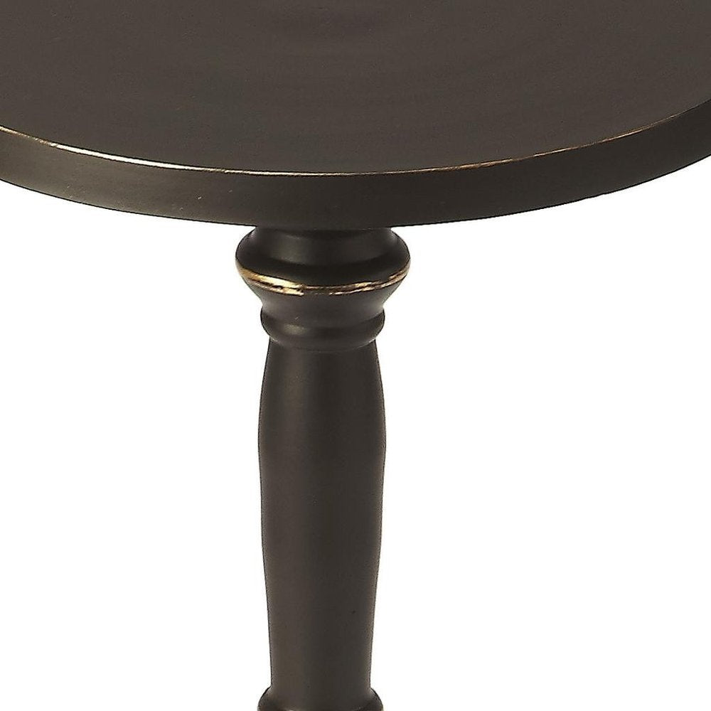 Black Aluminum Round Drink Size Pedestal End Table - 22-inch