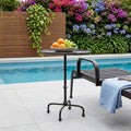 Black Aluminum Oval Outdoor Pedestal Side Table - 20-inch