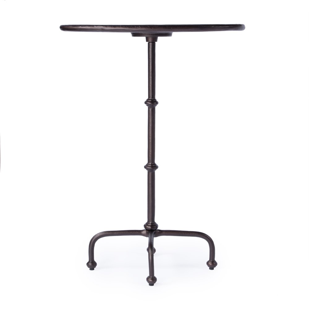 Black Aluminum Oval Outdoor Pedestal Side Table - 20-inch