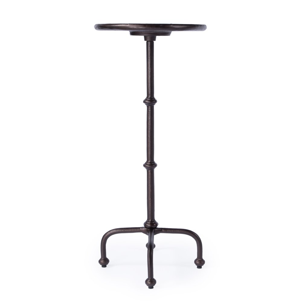 Black Aluminum Oval Outdoor Pedestal Side Table - 20-inch