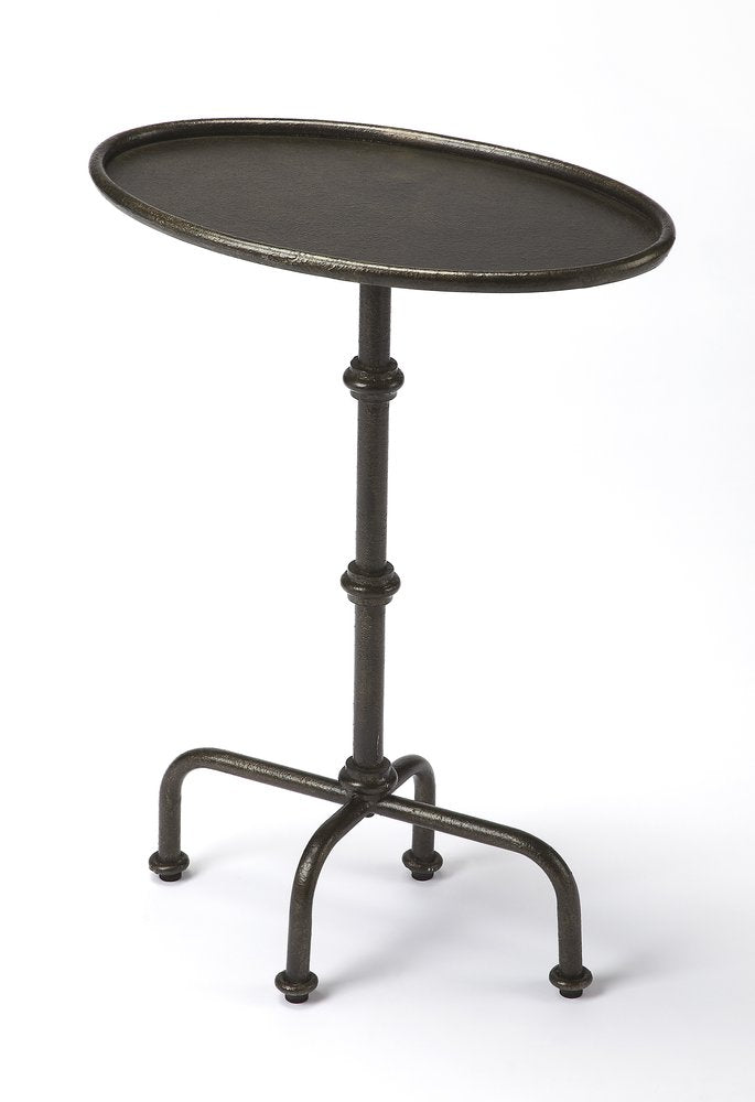 Gray Aluminum Oval Pedestal End Table - 26-inch
