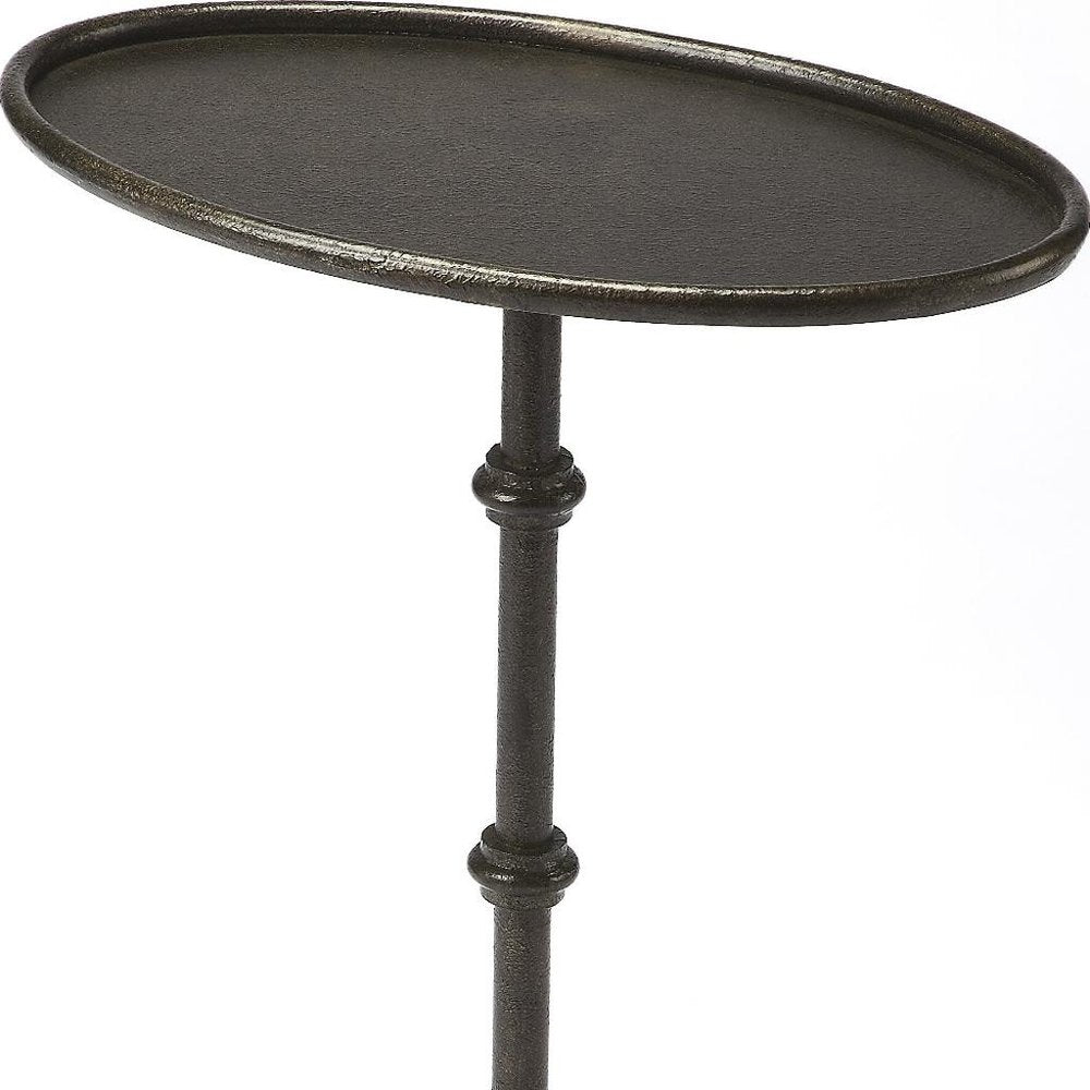 Gray Aluminum Oval Pedestal End Table - 26-inch