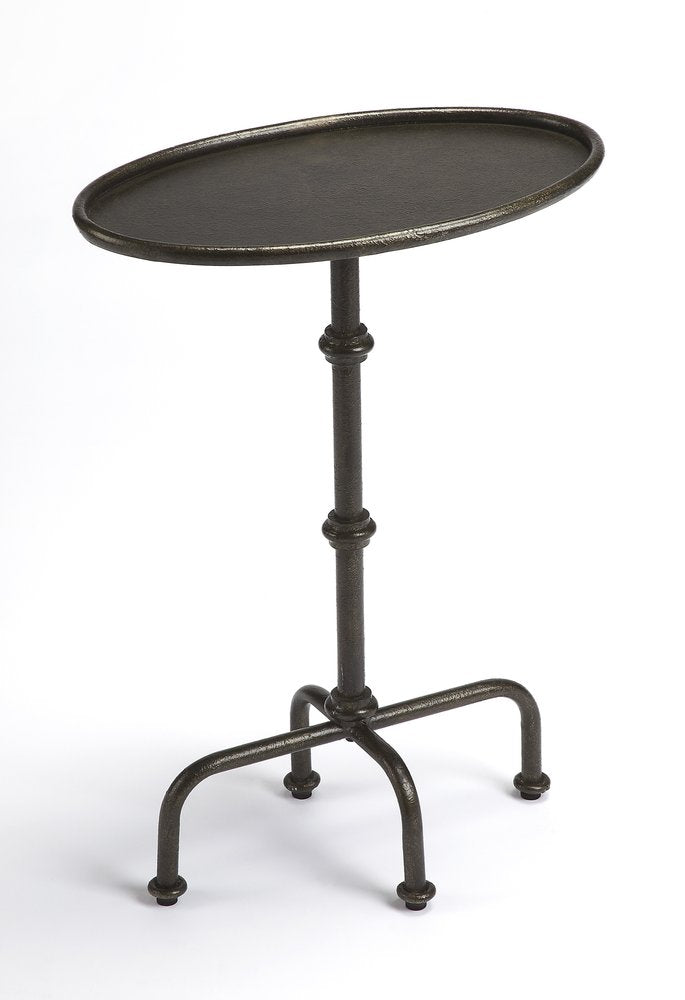 Gray Aluminum Oval Pedestal End Table - 26-inch