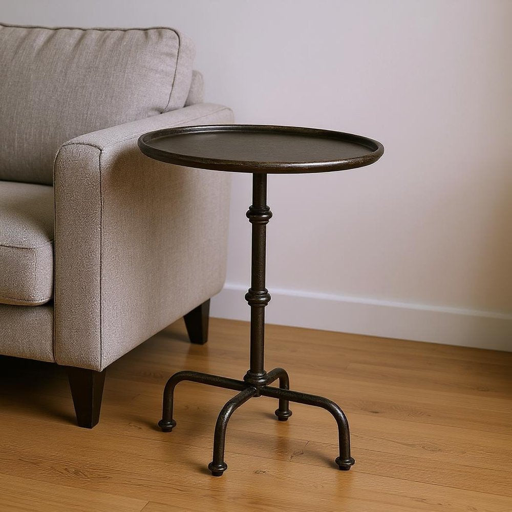 Gray Aluminum Oval Pedestal End Table - 26-inch