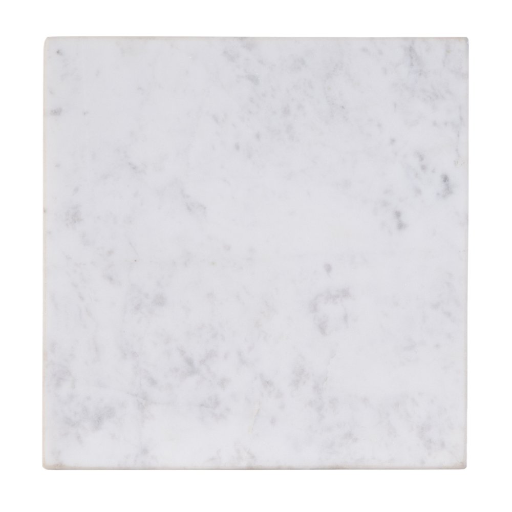 White and Gold Distressed Marble and Iron Square End Table - 21-inch