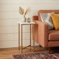 White and Gold Distressed Marble and Iron Square End Table - 21-inch