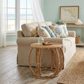 Natural Rattan Round Drum End Table - 24-inch