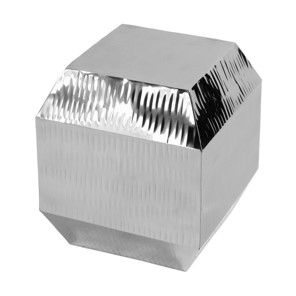 Silver Stainless Steel Square Block End Table - 20-inch