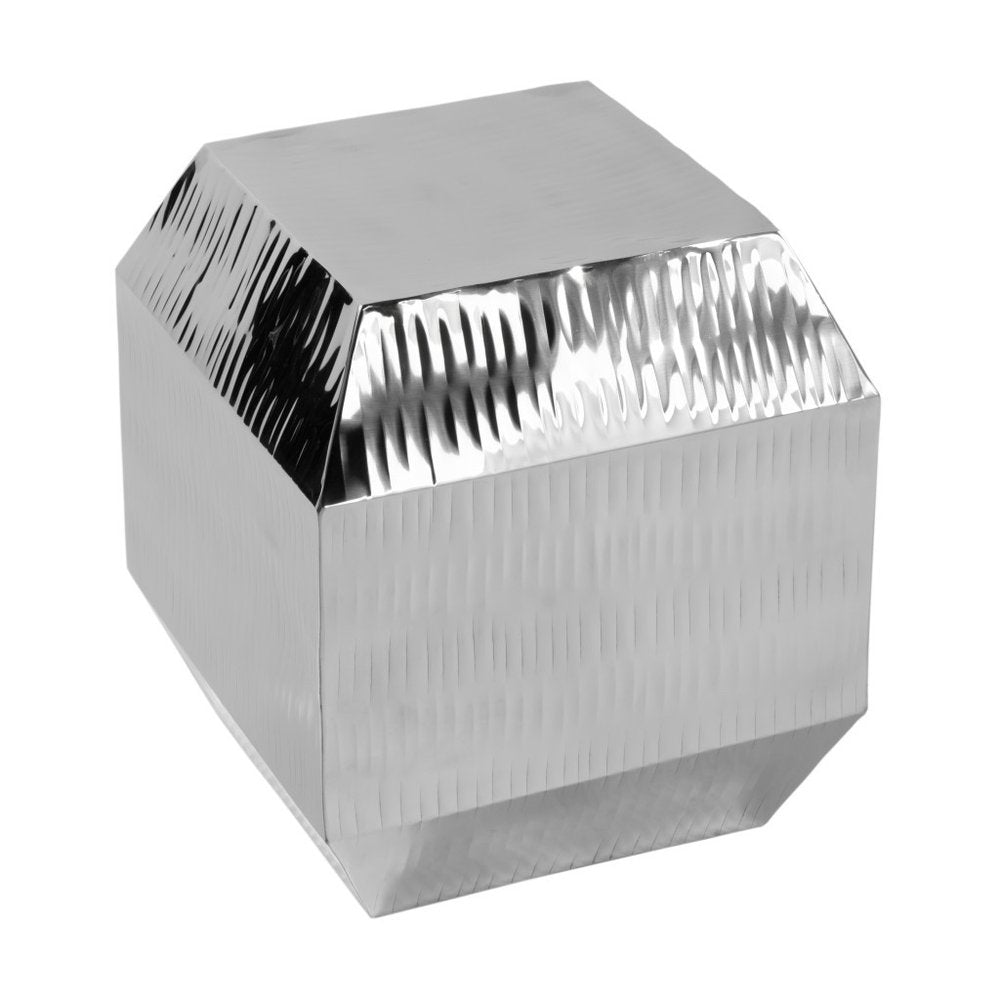 Silver Stainless Steel Square Block End Table - 20-inch
